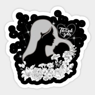 Thank you sweet mother with white flowers. Sticker